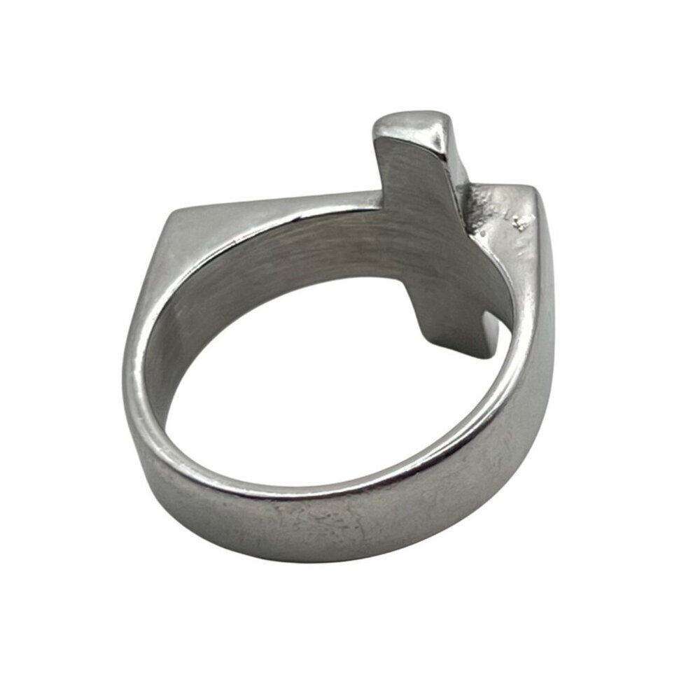 Unisex Stainless Steel Cross Ring Gold-Tone Accent Sz 10 Horizontal - Picture 6 of 8